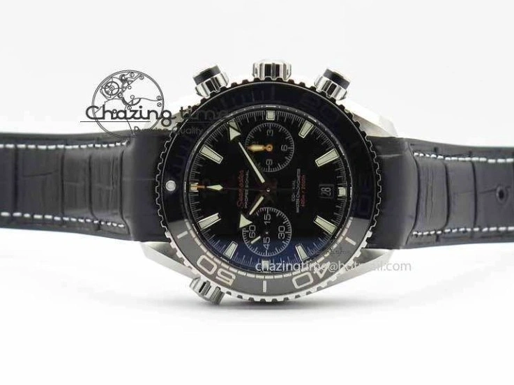 0217 Tailored Planet Ocean Master Chronometer SS OM 1:1 Best Edition Black Dial On Leather Strap A 8173